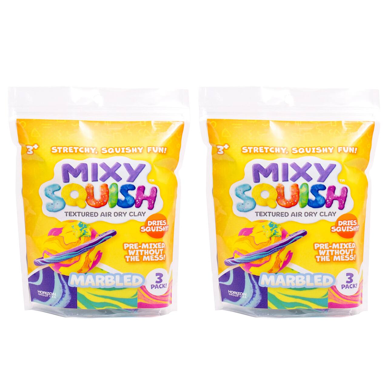Mixy Squish Marbled 3 Color Textured Air Dry Clay, 2ct.